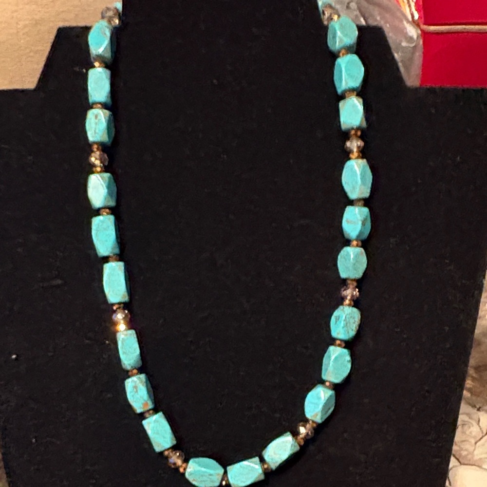 Turquoise Genuine Beaded Necklace VINTAGE, 25 INCHES